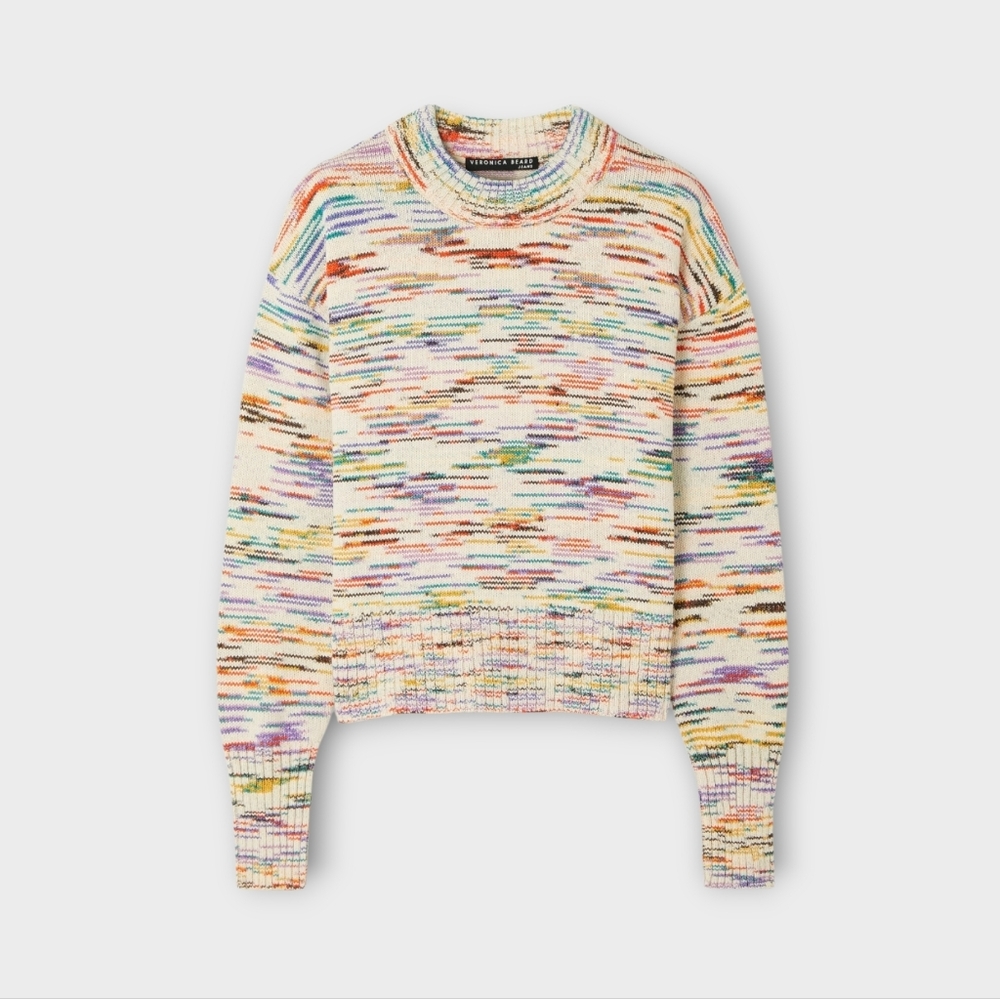 Veronica Beard Multicolor Speckle Knit Sweater - Cream Base with Rainbow Flecks